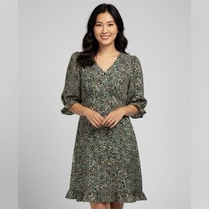 Vero Moda WOMEN’S MULTICOLOR FLORAL RUFFLE MINI DRESS SZ S